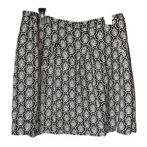 ANN TAYLOR LOFT 14 Skirt  Paisley Floral Black & White  Linen Blend A-Line Mini